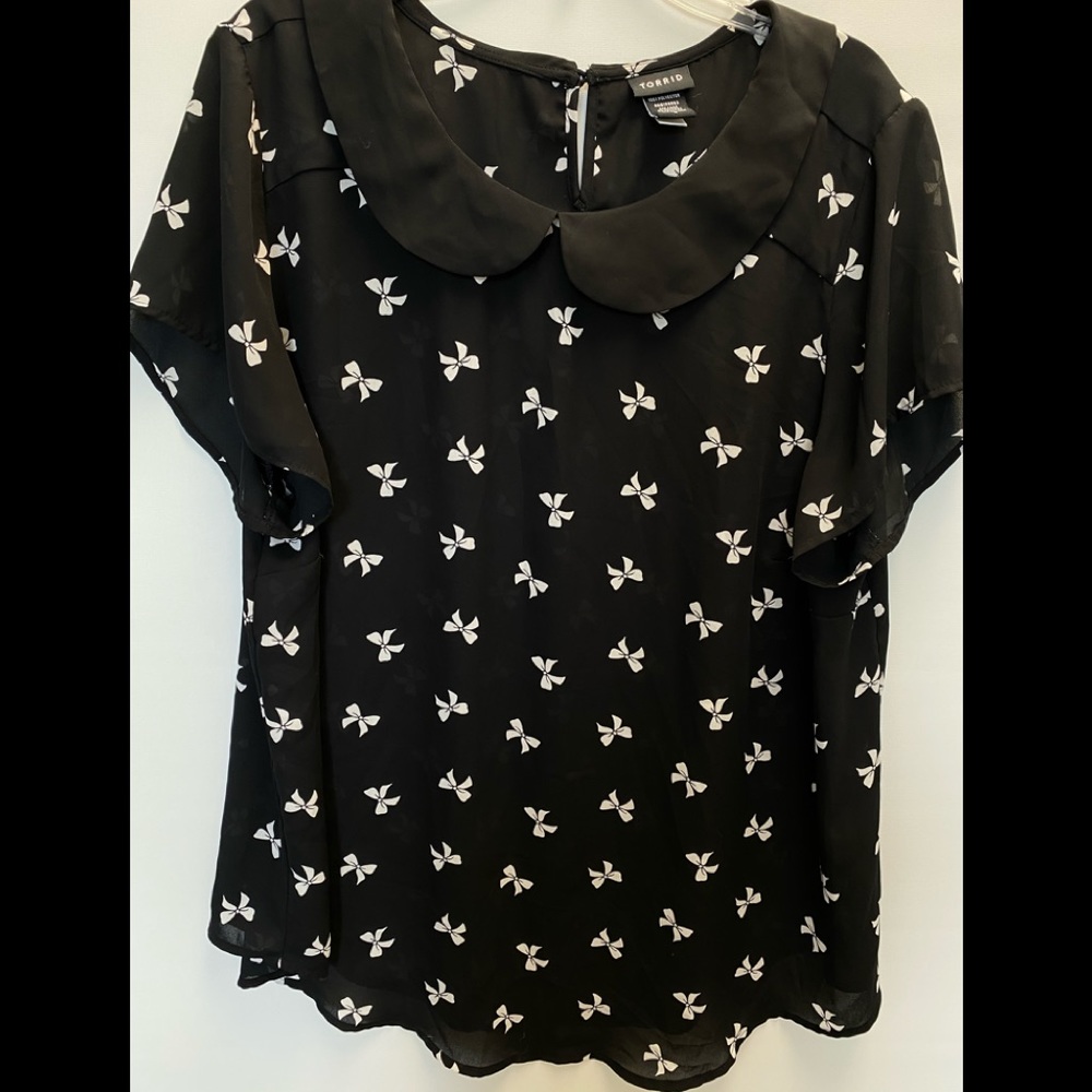 BOW PRINT GEORGETTE BLOUSE